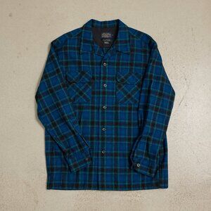 Pendleton Board Shirt Blue Black Plaid - Large